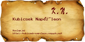 Kubicsek Napóleon névjegykártya
